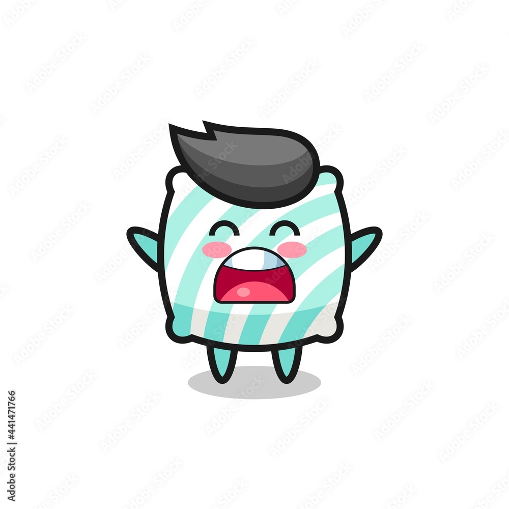 cute pillow mascot with a yawn expression cute pillow mascot with a yawn expression