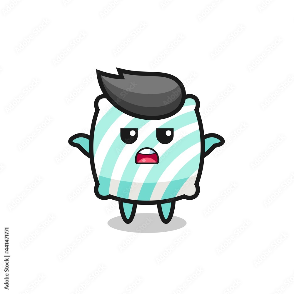 pillow mascot character saying I do not know pillow mascot character saying I do not know