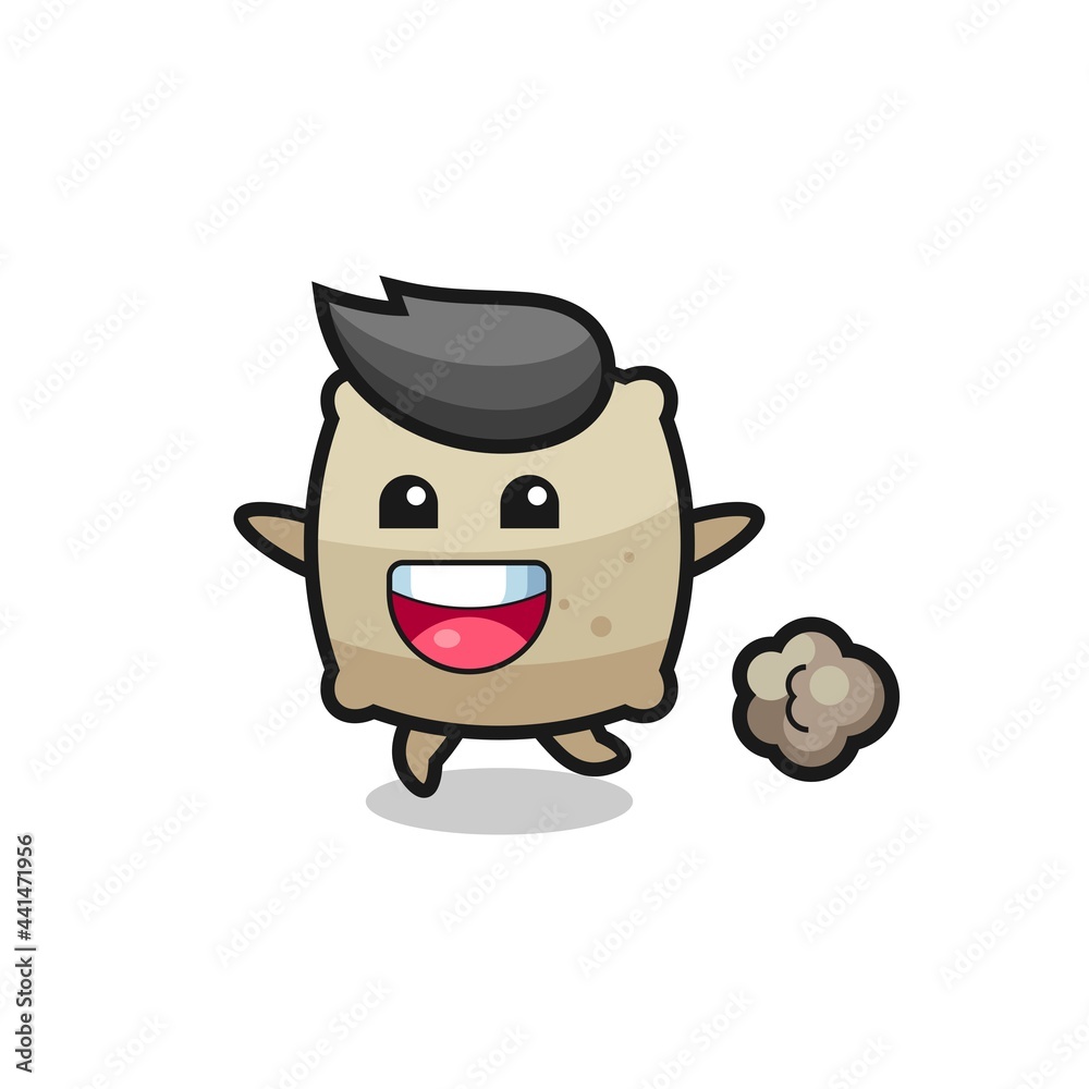 the happy sack cartoon with running pose