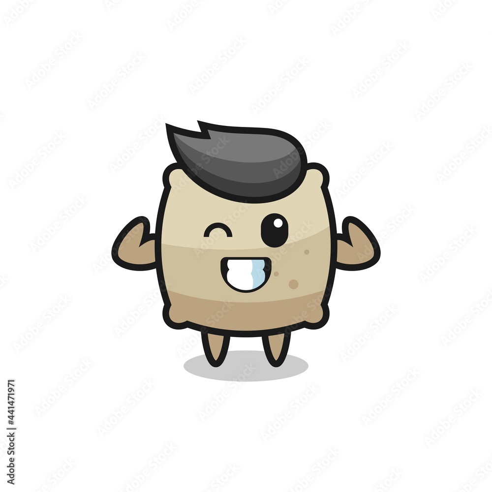 the muscular sack character is posing showing his muscles the muscular sack character is posing showing his muscles