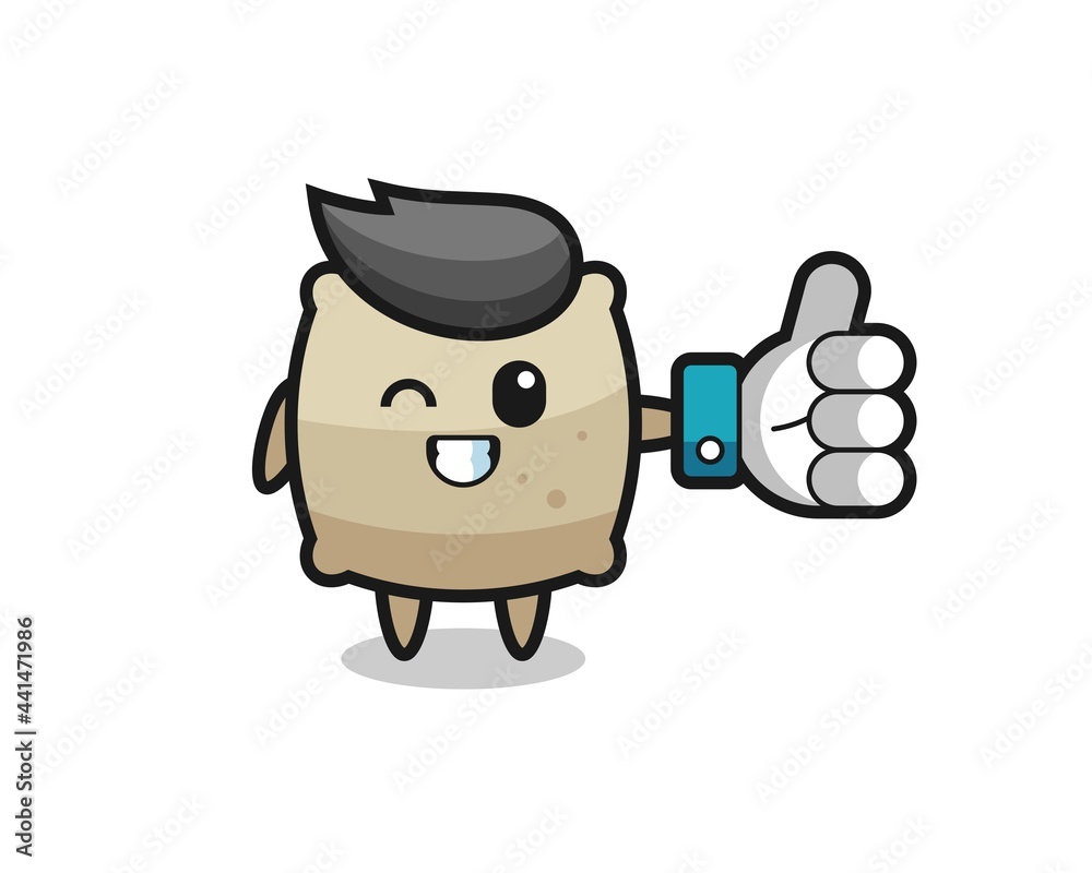 cute sack with social media thumbs up symbol cute sack with social media thumbs up symbol