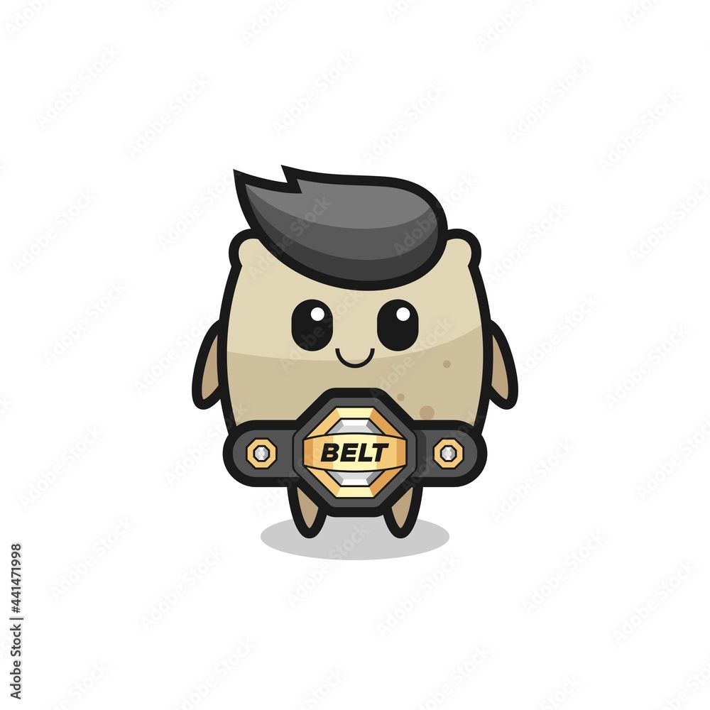 the MMA fighter sack mascot with a belt