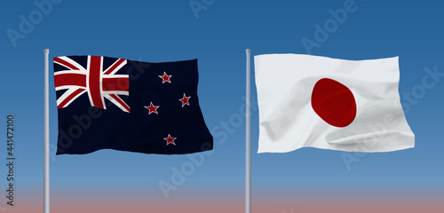 日本とニュージーランドの国旗
