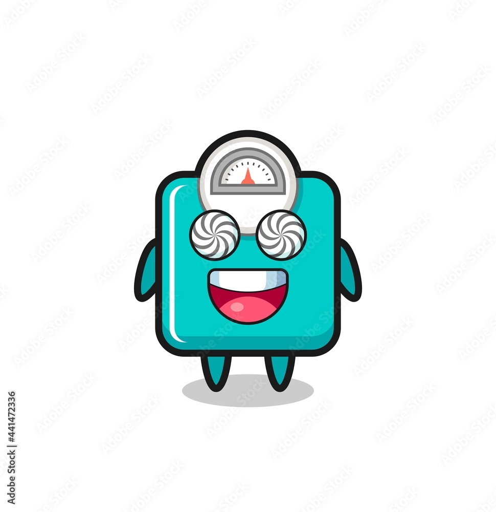 cute weight scale character with hypnotized eyes cute weight scale character with hypnotized eyes