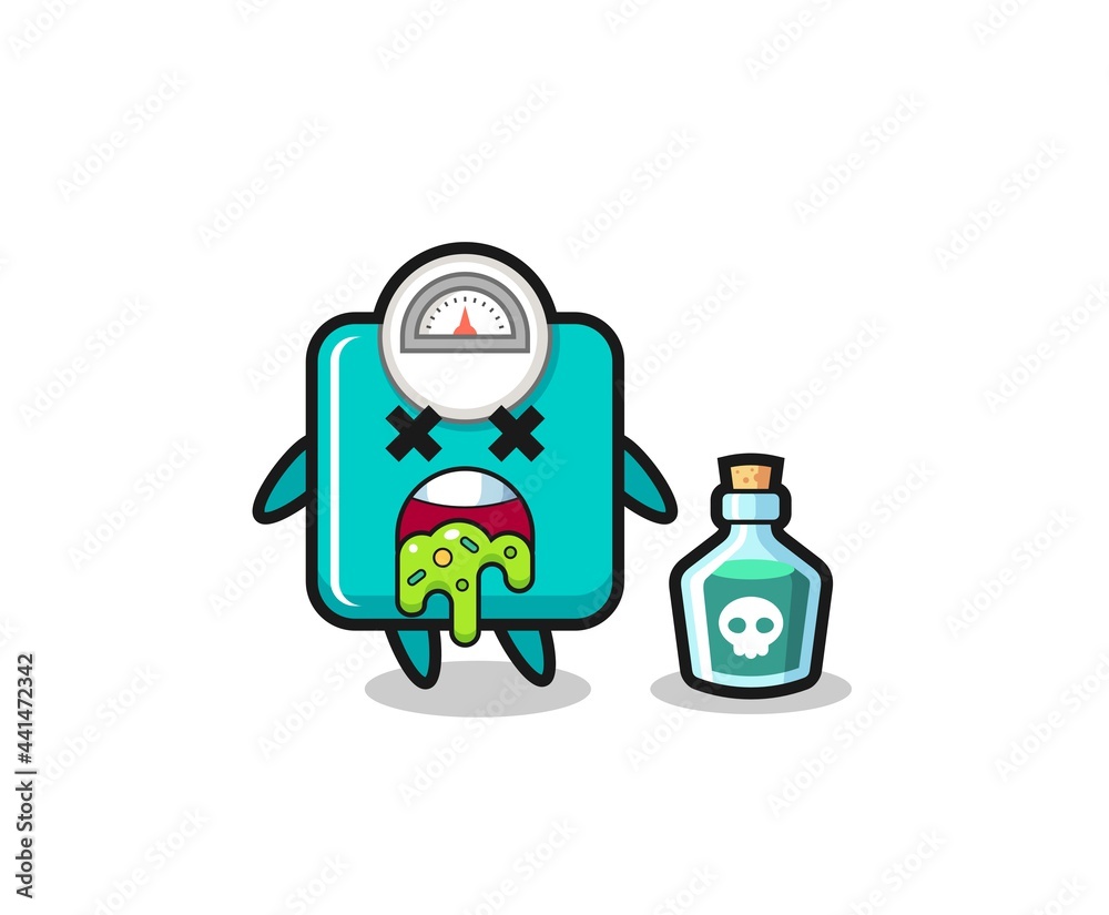illustration of an weight scale character vomiting due to poisoning