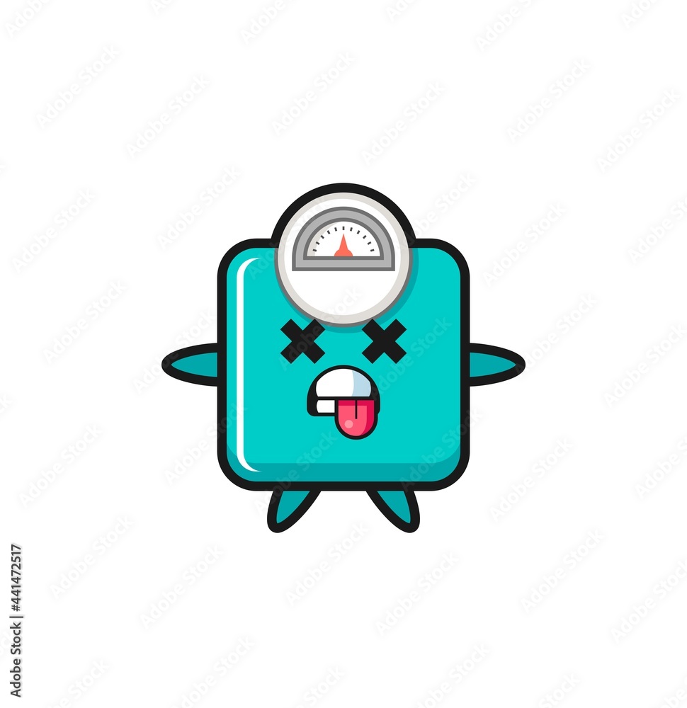 character of the cute weight scale with dead pose character of the cute weight scale with dead pose