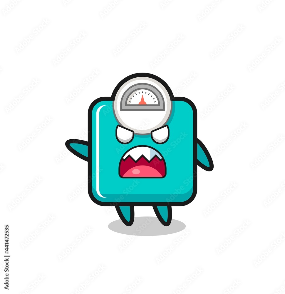 cute weight scale cartoon in a very angry pose cute weight scale cartoon in a very angry pose
