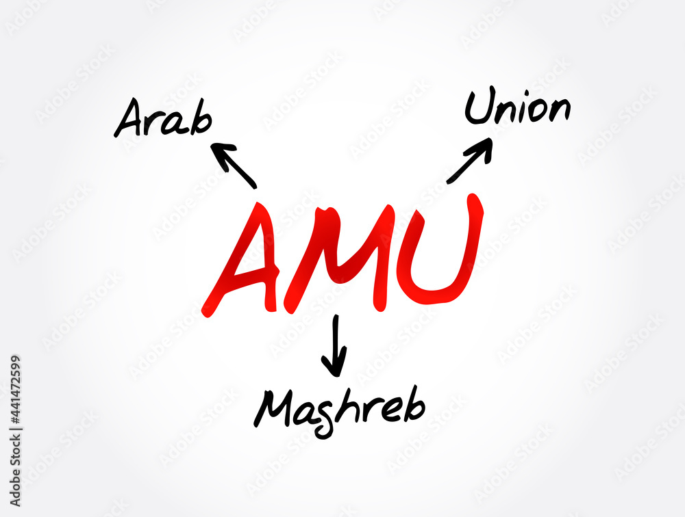 Fototapeta premium AMU - Arab Maghreb Union acronym, business concept background