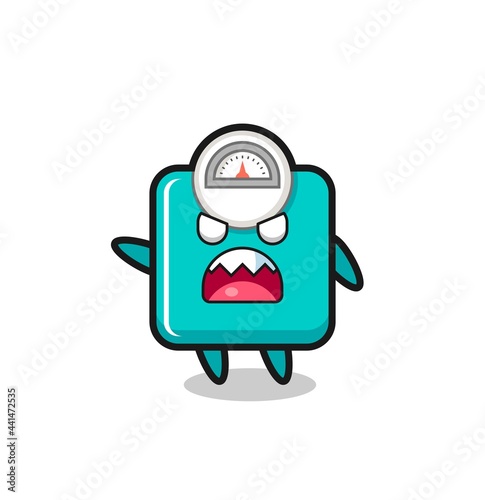 cute weight scale cartoon in a very angry pose