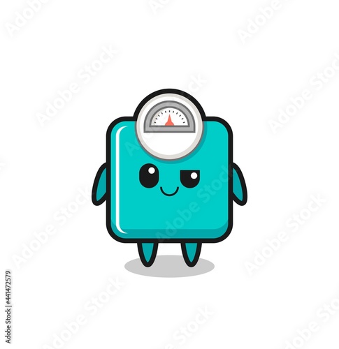 weight scale cartoon with an arrogant expression