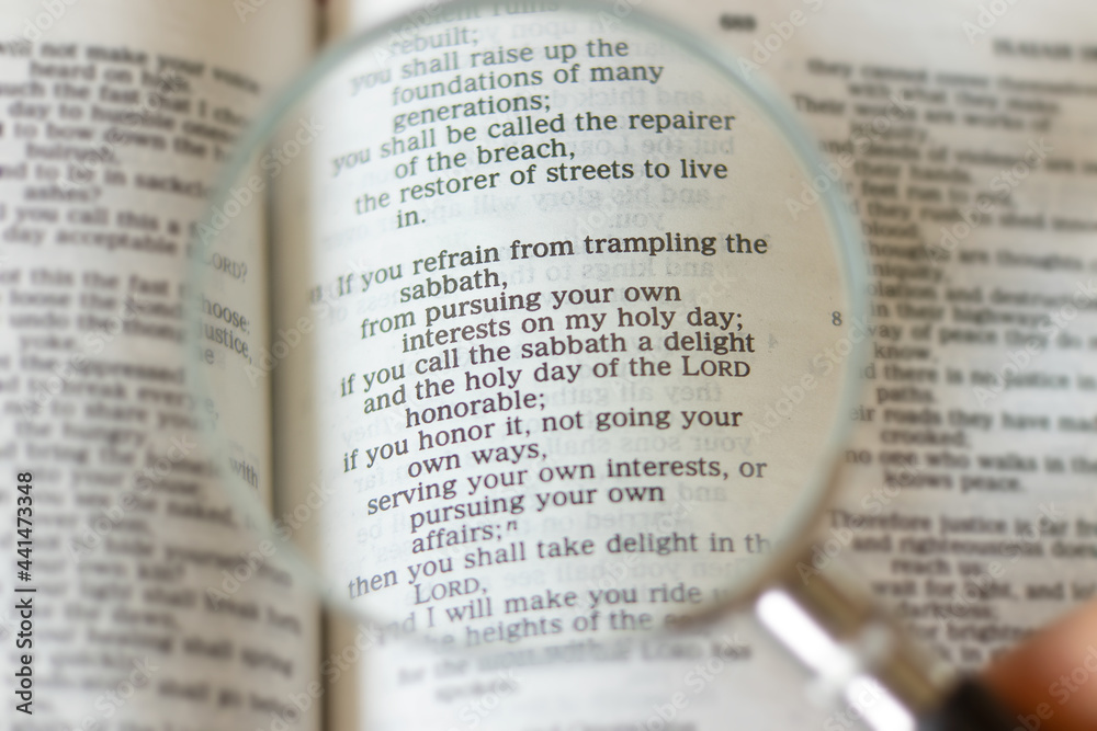 Keep the Seventh Day Sabbath, God's Holy Day of rest. Trust and obey God's commandments. Biblical Law background concept. Prophet Isaiah 58 Bible book. True fasting. Keep the Seventh Day Sabbath, God's Holy Day of rest. Trust and obey God's commandments. Biblical Law background concept. Prophet Isaiah 58 Bible book. True fasting.