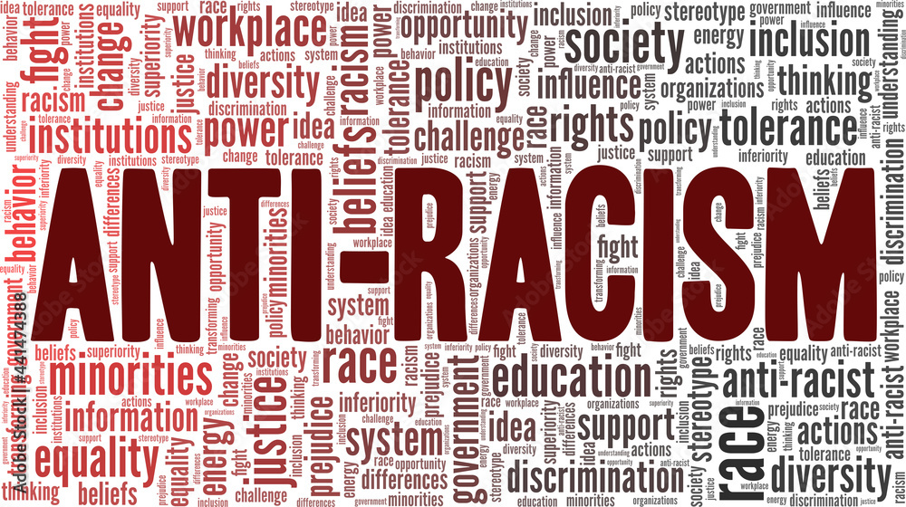 Anti-Racism vector illustration word cloud isolated on a white background. - obrazy, fototapety, plakaty 