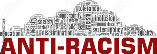 Anti-Racism vector illustration word cloud isolated on a white background.