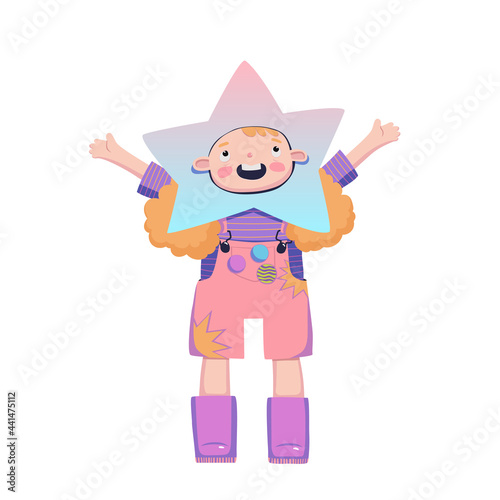 Star girl colorful vector illustration