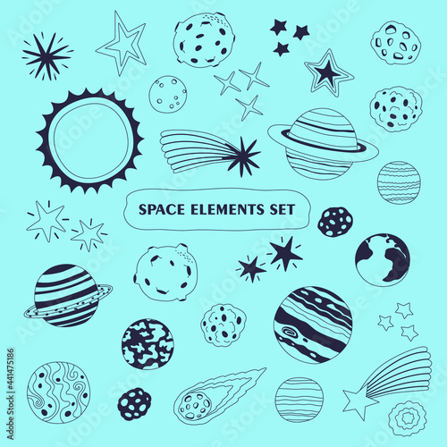 Outline Space elements vector set