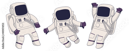 Set of 3 vector white astronauts