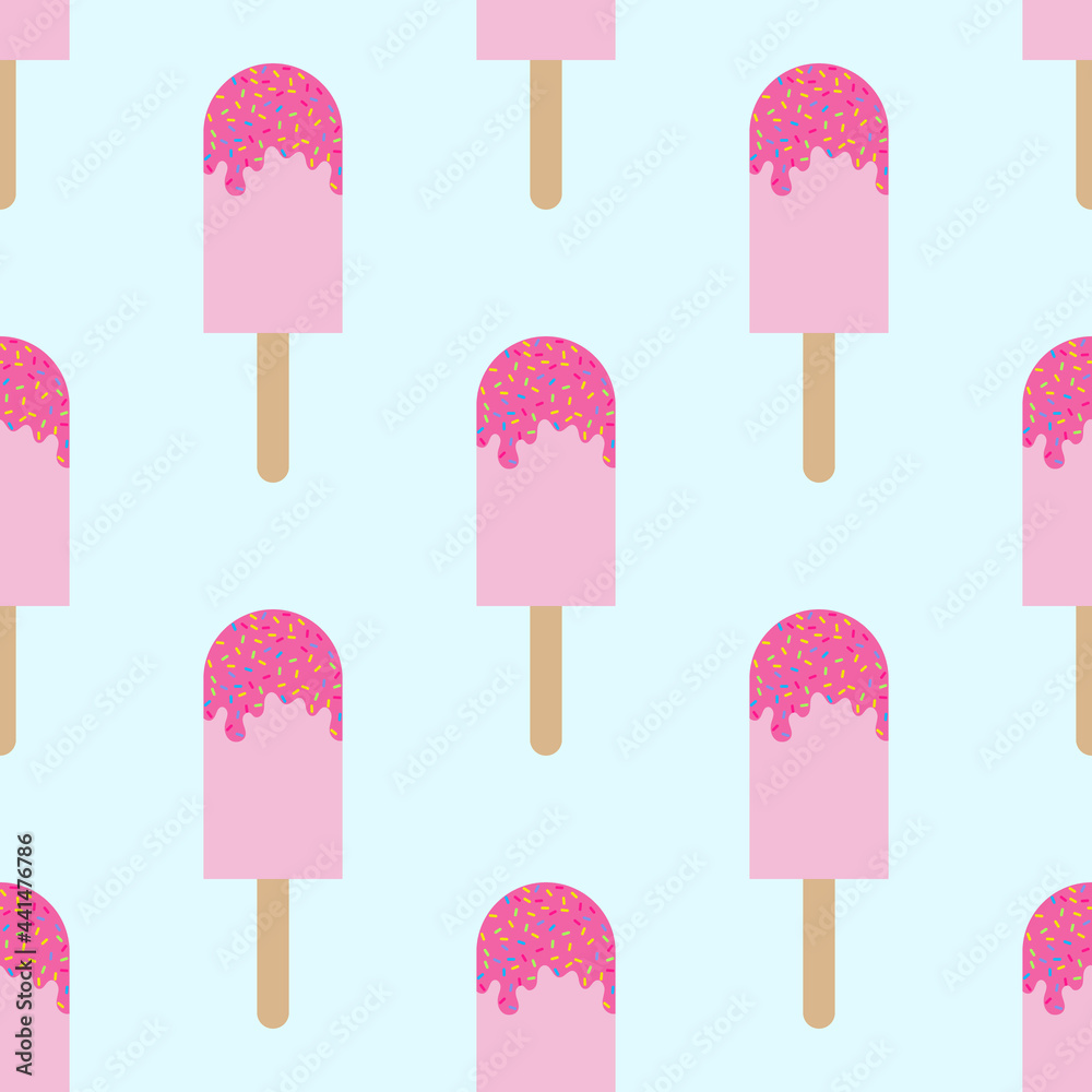 Seamless pattern with ice cream. Summer background with ice lolly. Vector illustration Seamless pattern with ice cream. Summer background with ice lolly. Vector illustration