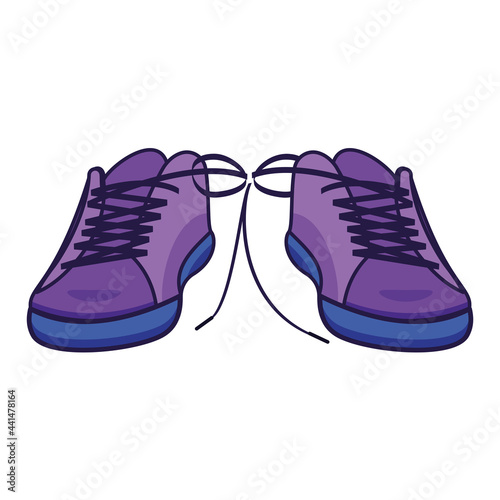 Isolated purple tied shoes Joke