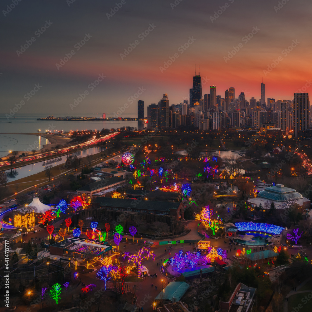 Obraz premium Chicago Lincoln park holiday lights