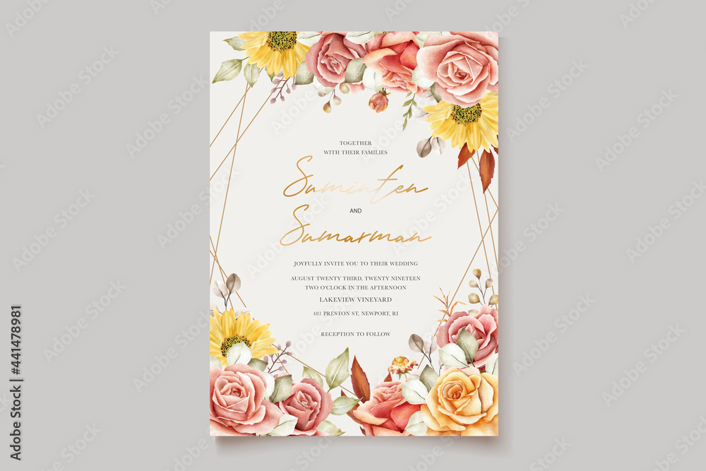 elegant summer flower invitation card set