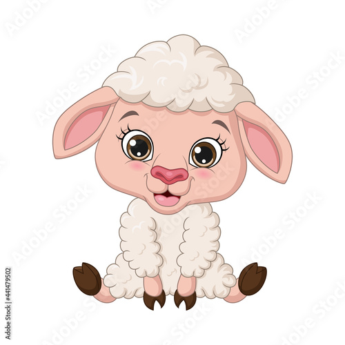 Cute baby lamb cartoon sitting