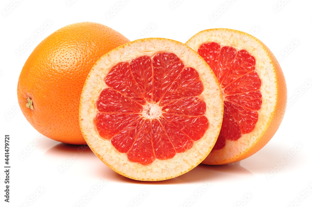 Grapefruit with segments on a white background Grapefruit with segments on a white background