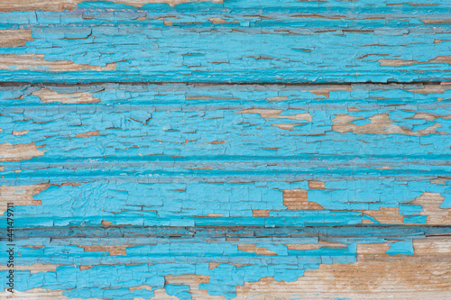 Old blue wooden table with grunge, abstract texture background.