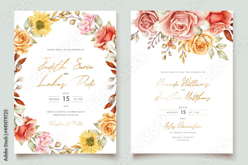 elegant summer flower invitation card set