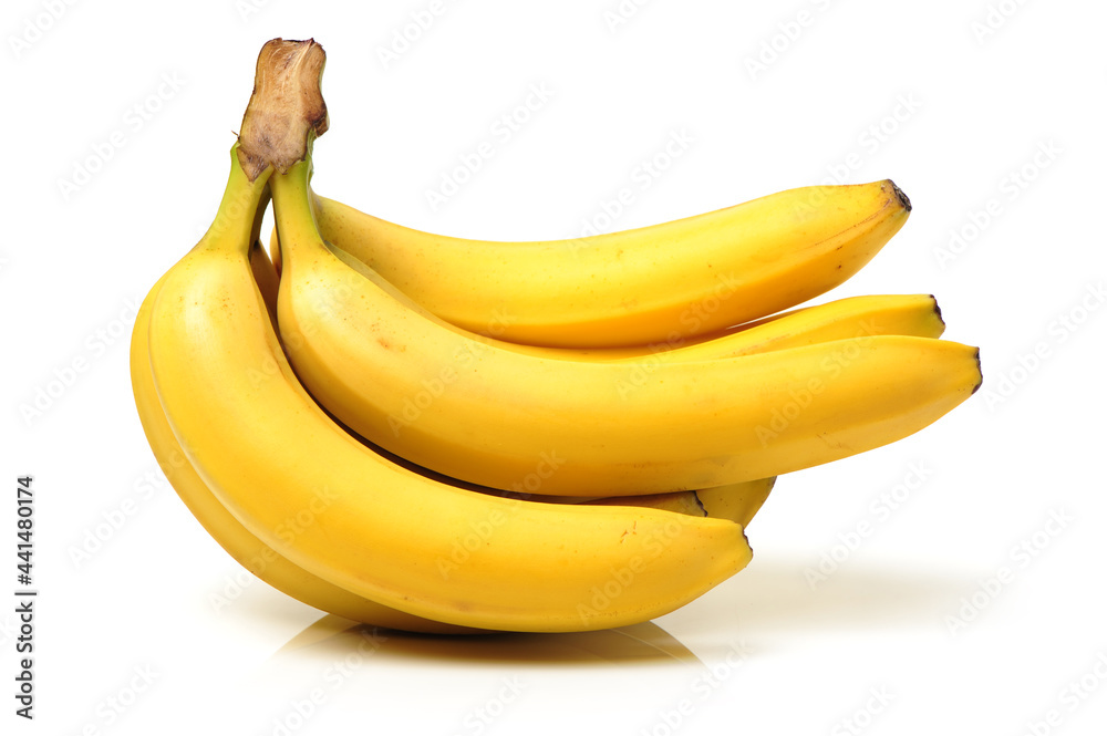 Fresh ripe bananas bunch isolated on white background Fresh ripe bananas bunch isolated on white background