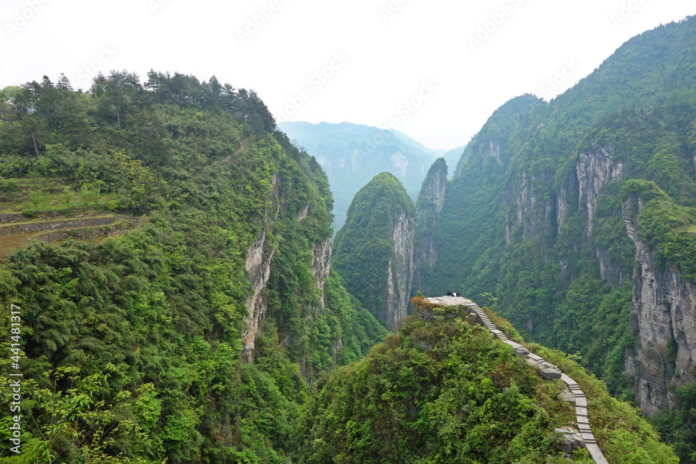 Scenery of Tian Wen Tai nation park , Hunan province China. Unseen China travel.