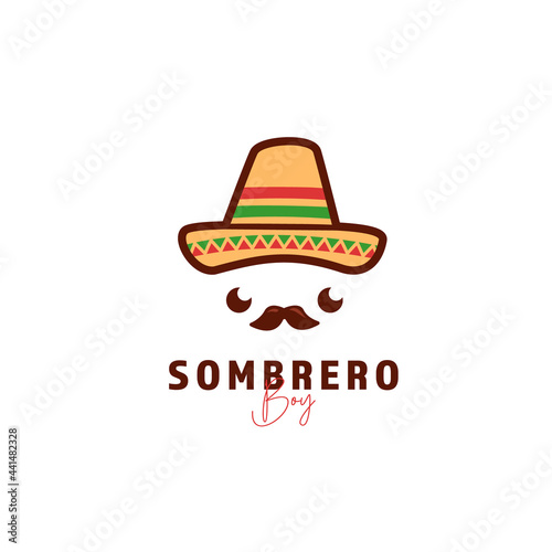 Cute mexican sombrero hat logo icon