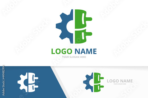 Spinal diagnostic center logotype design template. Spine and gear logo.