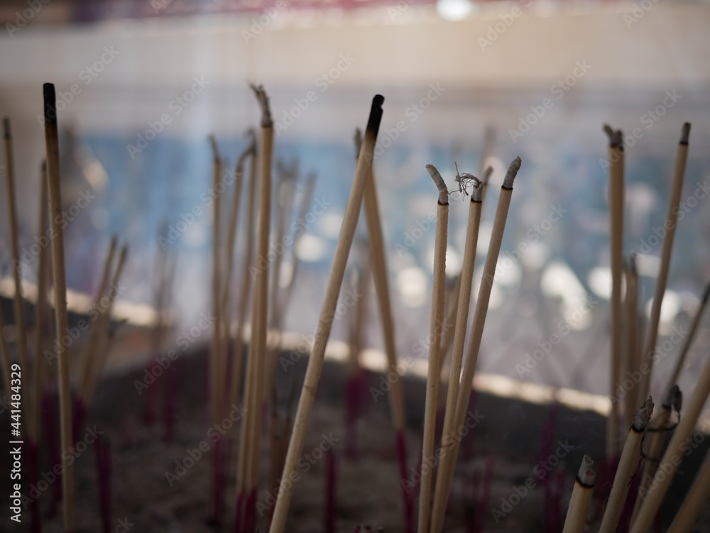 incense stick with smoke in the temple. incense stick with smoke in the temple.