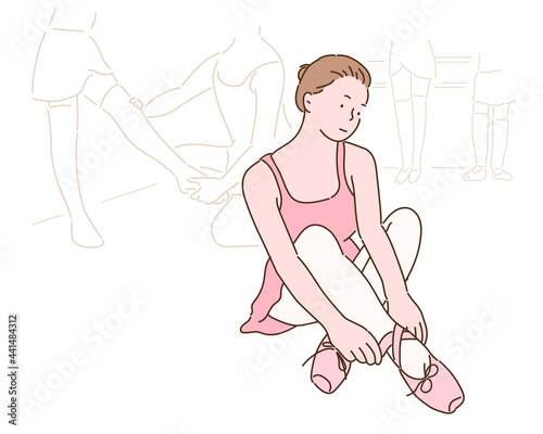 Cute Ballerina character. hand drawn style vector design illustrations. 