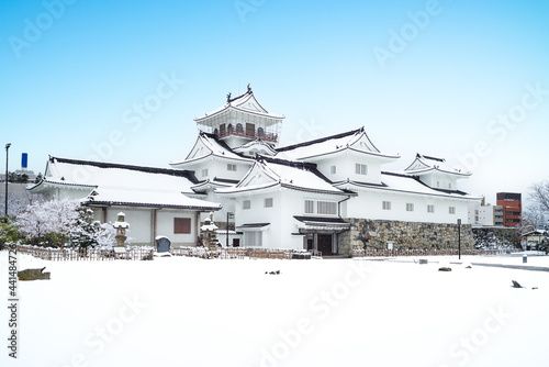 snowscape of Toyama Castle, aka Azumi Castle, at Toyama city in japan © Richie Chan
