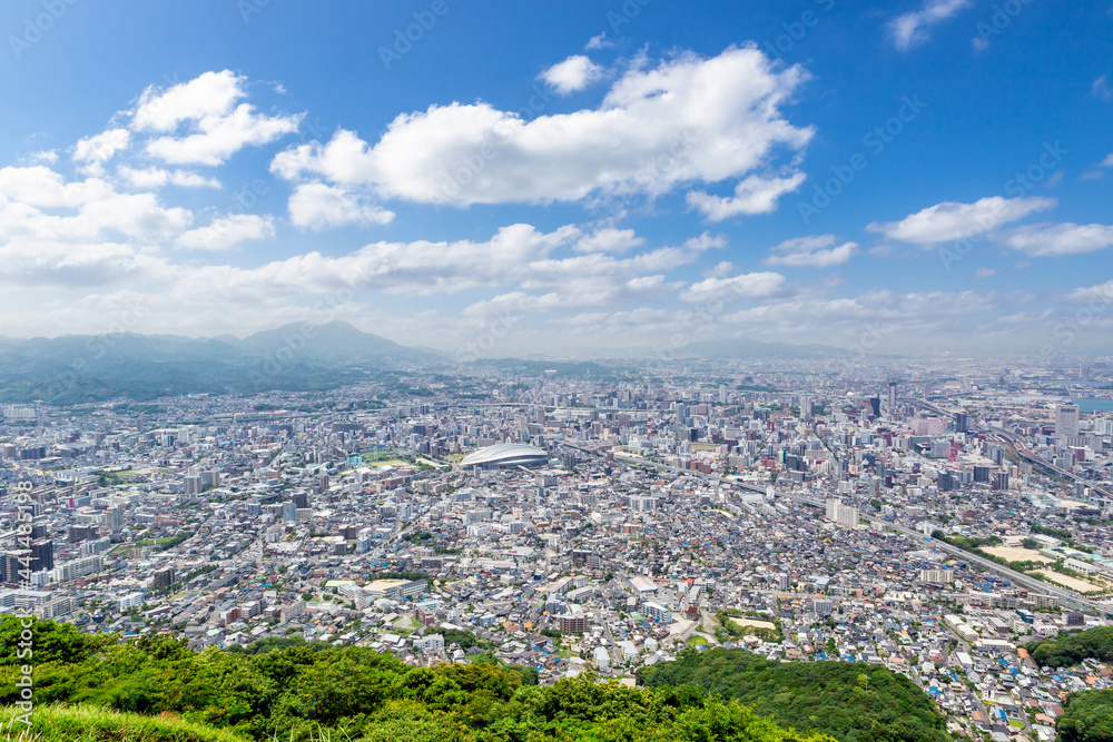 小文字山山頂から見た北九州市街地眺望