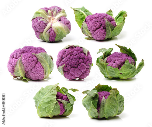 Purple cauliflower on white background 