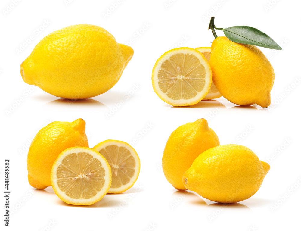 set of lemons isolated on white