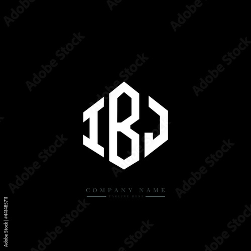 IBJ letter logo design with polygon shape. IBJ polygon logo monogram. IBJ cube logo design. IBJ hexagon vector logo template white and black colors. IBJ monogram. IBJ business and real estate logo. 