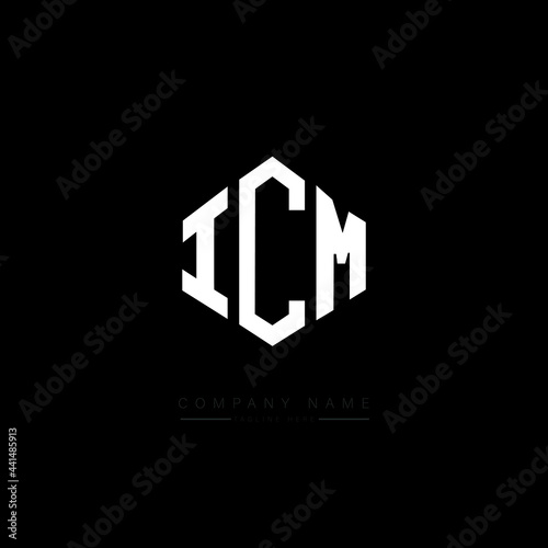 ICM letter logo design with polygon shape. ICM polygon logo monogram. ICM cube logo design. ICM hexagon vector logo template white and black colors. ICM monogram. ICM business and real estate logo.  photo