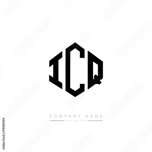 ICQ letter logo design with polygon shape. ICQ polygon logo monogram. ICQ cube logo design. ICQ hexagon vector logo template white and black colors. ICQ monogram. ICQ business and real estate logo. 