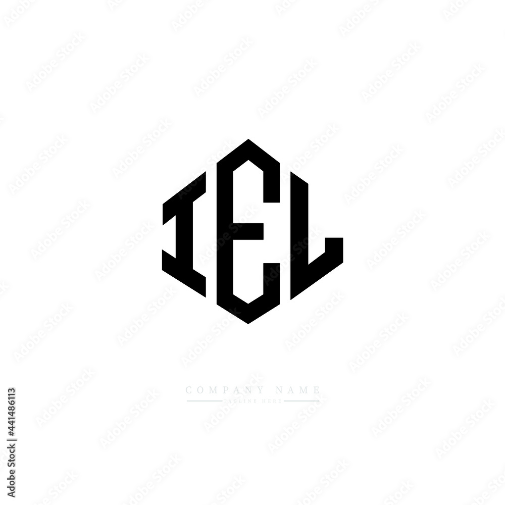 IEL letter logo design with polygon shape. IEL polygon logo monogram. IEL cube logo design. IEL hexagon vector logo template white and black colors. IEL monogram. IEL business and real estate logo. 