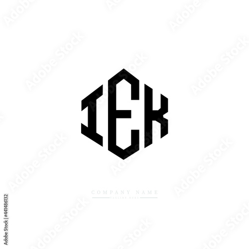IEK letter logo design with polygon shape. IEK polygon logo monogram. IEK cube logo design. IEK hexagon vector logo template white and black colors. IEK monogram. IEK business and real estate logo. 