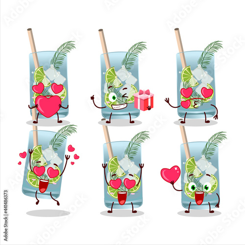 Gin tonic cartoon character with love cute emoticon