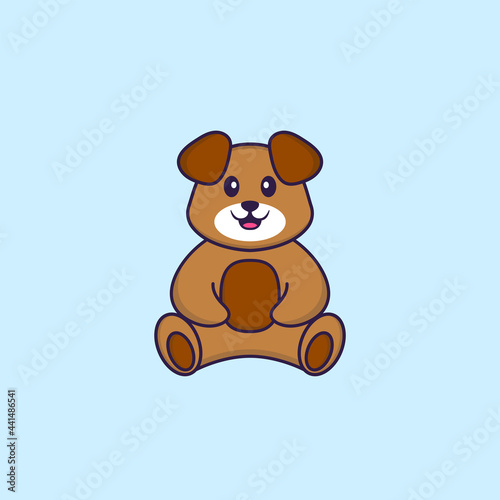 Cute dog is sitting. Animal cartoon concept isolated. Can used for t-shirt  greeting card  invitation card or mascot. Flat Cartoon Style