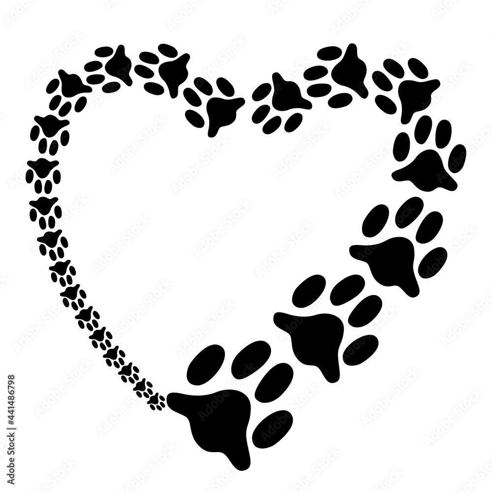 Wallpaper with cat tracks in the shape of a heart. Cat wallpaper. Wallpaper with cat tracks in the shape of a heart. Cat wallpaper.