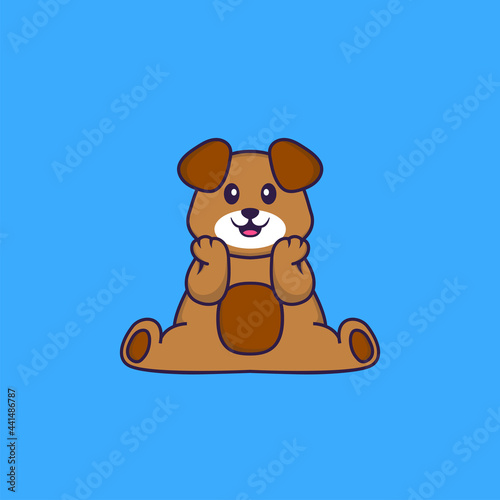 Cute dog is sitting. Animal cartoon concept isolated. Can used for t-shirt  greeting card  invitation card or mascot. Flat Cartoon Style