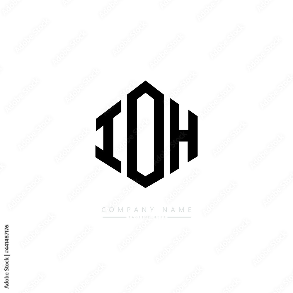 IOH letter logo design with polygon shape. IOH polygon logo monogram. IOH cube logo design. IOH hexagon vector logo template white and black colors. IOH monogram. IOH business and real estate logo. 