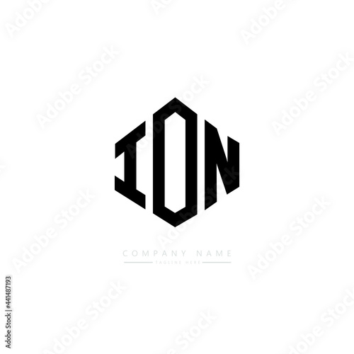 ION letter logo design with polygon shape. ION polygon logo monogram. ION cube logo design. ION hexagon vector logo template white and black colors. ION monogram. ION business and real estate logo. 