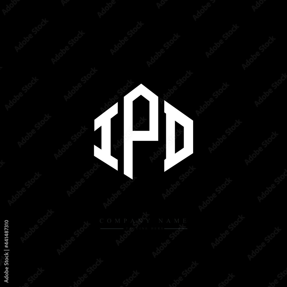 IPD letter logo design with polygon shape. IPD polygon logo monogram. IPD cube logo design. IPD hexagon vector logo template white and black colors. IPD monogram. IPD business and real estate logo. 